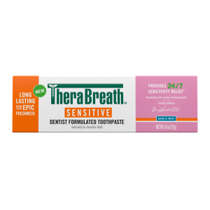 TheraBreath Sensitive Toothpaste, 24/7 Sensitivity Relief (1), With Fluoride For Anticavity Protection, Gentle Mint, 4 Oz