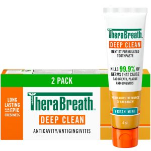 TheraBreath Deep Clean Toothpaste, Helps Fight Bad Breath, Fresh Mint - 2-Pack